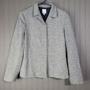 Anne Klein Blazer Suit Jacket Wool Blend Snap Down Black/Gray Women's Size 10